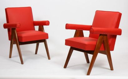 null PIERRE JEANNERET (1896-1967)

Set of two teak "senate-committee Chairs", with...