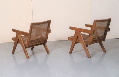 null Pierre JEANNERET (1896-1967)

Set of two "Easy Armchairs".

In teak with a slightly...