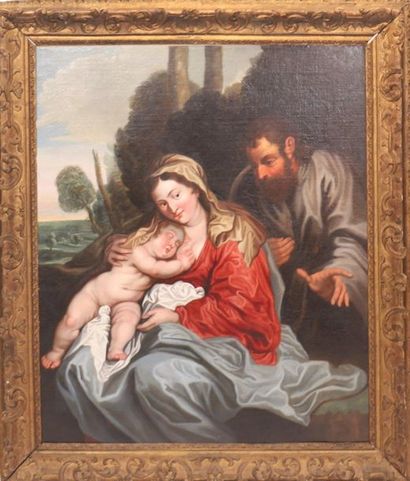 null IMPORTANT TABLE "THE HOLY FAMILY" FRENCH SCHOOL XVIIIè

Oil on canvas, in its...