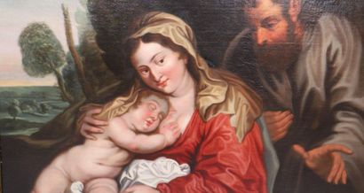 null IMPORTANT TABLE "THE HOLY FAMILY" FRENCH SCHOOL XVIIIè

Oil on canvas, in its...