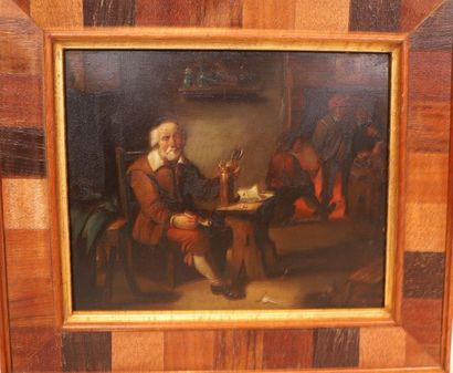 null TABLE "SCENE OF TAVERNE, THE MAN WITH THE PIPE" HOLLAND SCHOOL XVIIIth

Oil...