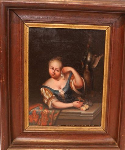 null TABLE "LADY OF QUALITY" SWISS SCHOOL 18th century

Oil on canvas, framed. Bearing...