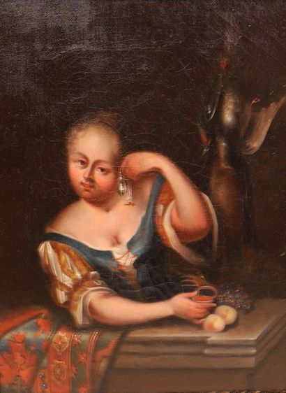 null TABLE "LADY OF QUALITY" SWISS SCHOOL 18th century

Oil on canvas, framed. Bearing...