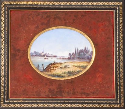 null TABLE ON PORCELAIN "ANIME FLUVIAL LANDSCAPE" XIXth SCHOOL

Painting on oval...