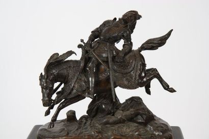 null PENDULE AU "CHARLES LE TEMERAIRE" DE THEODORE GECHTER (1796-1844)

En bronze...