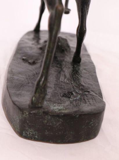null ANIMAL BRONZE "CERF" OF Antoine Louis BARYE (1796-1875)

In patinated bronze,...