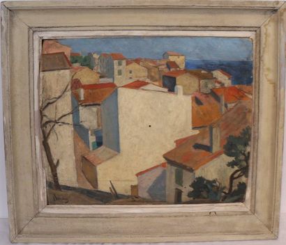 null CHARMING TABLE "HOUSES WITH BANYULS ON SEA BY Jean SAUBOA (1904 - 1969)

Oil...