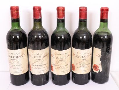 null LOT 5 BTES "CHÂTEAU ROQUEGRAVE" MEDOC 1966

Slightly low levels at mid-shou...