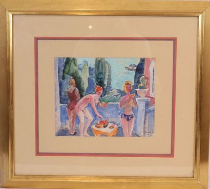 null CHARMING SMALL TABLE "LES BAIGNEUSES" - RUSSIAN SCHOOL OF THE 20th century

Gouache...
