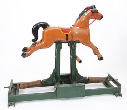 null "MANEGE HORSE" IN PAINTED CANVAS.

Painted sheet metal on a spring-loaded articulated...