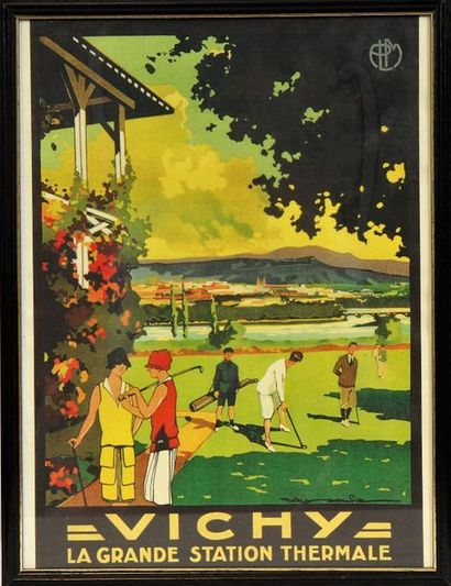 null PIECE ENCADREE "VICHY"

Reproduction d'affiche publicitaire 1925, encadrée sous...