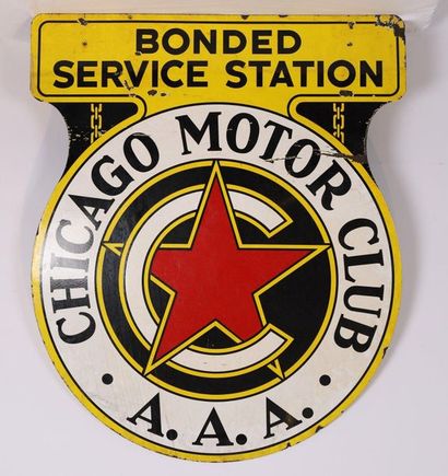 null TRES GRANDE PLAQUE EMAILLEE DOUBLE FACE "CHICAGO MOTOR CLUB AAA BONDED SERVICE".

Plaque...