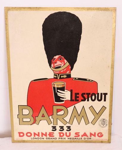 null "LESTOUT BARMY 333" COMMERCIAL.

Varnished cardboard with a decoration of a...