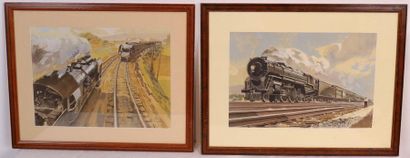 null FOUR VERY BEAUTIFUL COLOURED "LOCOMOTIVE" ESTAMPS by Émile André SCHEFER (1896-1942)

At...