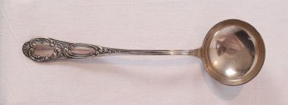 null 12 SILVER METAL CUTLERY WITH RINCEAUX AND SHELLS DECORATION AND A LADLE OF THE...