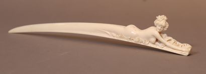 Paul PHILIPPE IVORY PAPER CUTTER WITH DECORATION OF A YOUNG LONGER BAREWOMAN OF Paul...
