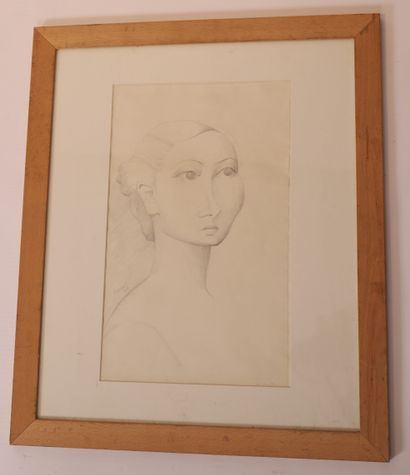 Raymond MOISSET PLEASANT DRAWING "WOMAN'S FACE 3/4 RIGHT VIEW" by Raymond MOISSET...