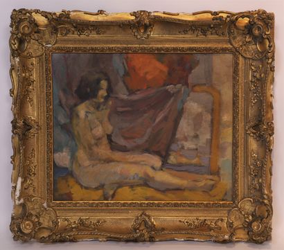 Claude DECHEZELLE CHARMING TABLE "Naked Naked Woman Sitting Holding a Lapel" by Claude...