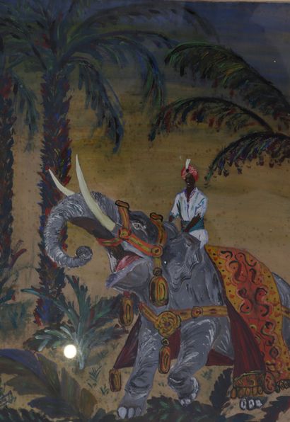 J.BANAG CHARMING PAINTING "MAHOUT ON HIS ELEPHANT" BY J.BANAG

Gouache on cardboard...