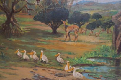 Roger BAUDRY TABLE "AFRICAN LANDSCAPE" by Roger BAUDRY (XXth)

Oil on isorel signed...