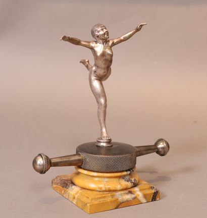 SILVER BRONZE RADIATOR CAP DEPICTING A NAKED...