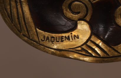 JAQUEMIN BELLE CHRYSELEPHANTINE "PATINEUSE" DE JAQUEMIN (XXeme siecle)

Bonze doré...