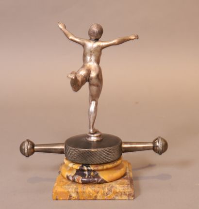 null SILVER BRONZE RADIATOR CAP DEPICTING A NAKED YOUNG WOMAN WITH HER ARMS RAISED

Unsigned....