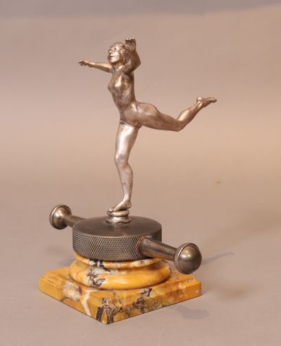 null SILVER BRONZE RADIATOR CAP DEPICTING A NAKED YOUNG WOMAN WITH HER ARMS RAISED

Unsigned....