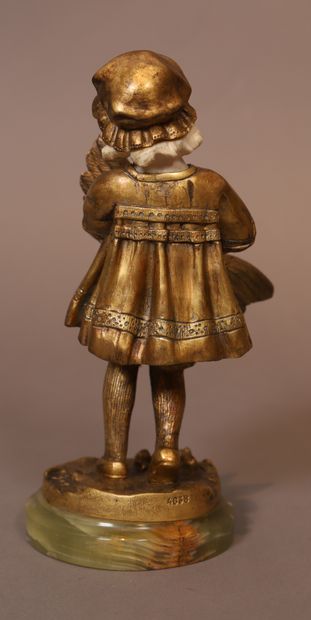 Dimitri CHIPARUS VERY BEAUTIFUL CHRYSELEPHANTINE "CHILD HOLDING A GOOSE" by Dimitri...