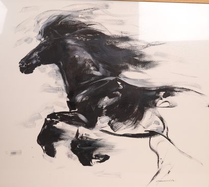 Granville NICE ANIMAMIER PAINTING "THE BLACK FRIESIAN" WITH A GRANVILLE SIGNATURE

Gouache...