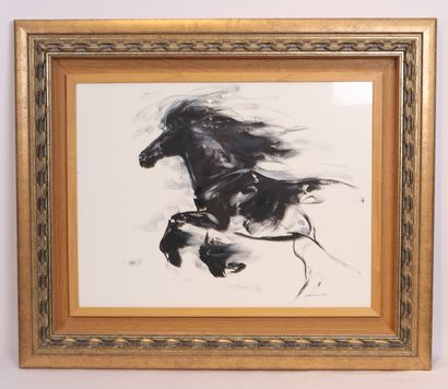 Granville NICE ANIMAMIER PAINTING "THE BLACK FRIESIAN" WITH A GRANVILLE SIGNATURE

Gouache...