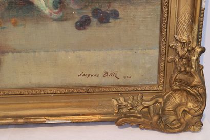 Jacques BILLE Jacques BILLE (1880-1942) 

Planter, Tureen, Plate, Grapes on an Entablature

Oil...