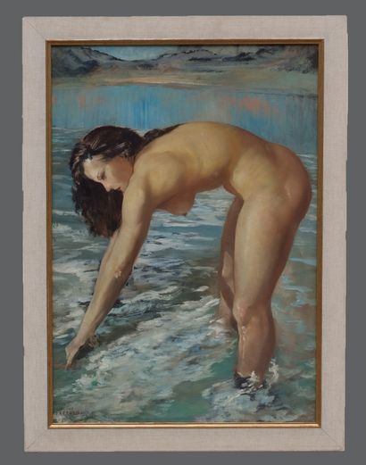 Q.GREGOIRE 
BEAUTIFUL PAINTING "NUDE WOMAN LEANING IN THE WATER" BY Q.GREGOIRE

Oil...