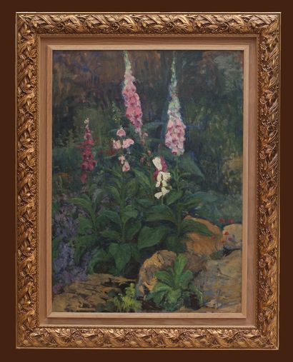 Henri Julien DUMONT 
VERY INTERESTING NATURALIST PAINTING "NATURE MORTE AUX PIVOINES"...