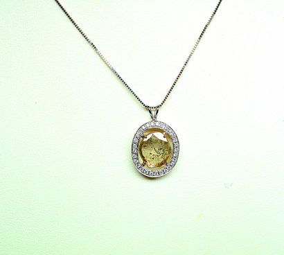 White gold and pink gold pendant with a NATURAL...