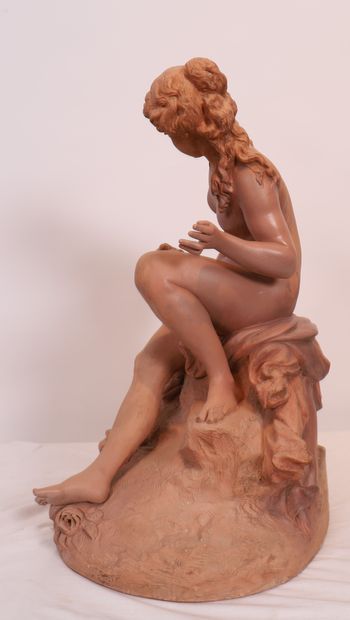 Charles octave LEVY JOLI SUJET EN TERRE CUITE "FEMME NUE ET ENFANT" DIT "AUSSI VENUS...