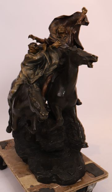 Georges COLIN EXCEPTIONAL AND BEAUTIFUL BRONZE "FAUST AND MEPHISTOPHELES ON HORSEBACK"...