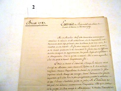 null BREST 1787 – CONSEIL de la MARINE – EXTRAIT MANUSCRIT d’époque du procès-verbal...