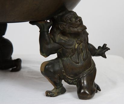 null CACHE POT EN BRONZE JAPONAIS

Bronze patiné, à motifs de carpes en bas relief,...