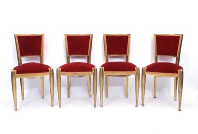 null ENSEMBLE DE SALON ART DECO COMPOSE D'UNE TABLE, DE QUATRE CHAISES, DE DEUX FAUTEULS...