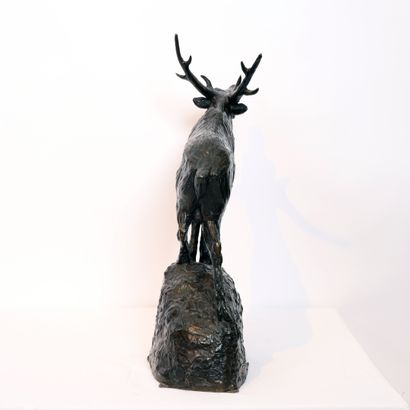 PROST IMPOSANT BRONZE ANIMALIER "LE BRAME DU CERF" de Maurice PROST (1894-1967) 

Sculpture...