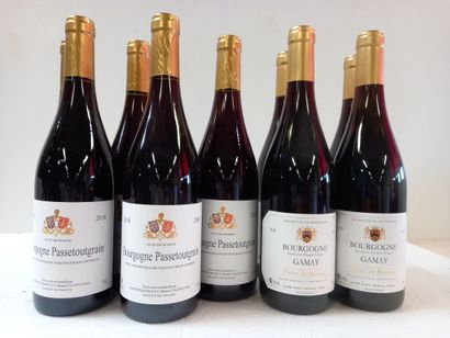 null 9 bouteilles comprenant :

- 5 Bourgogne Passetougrain Adrien Pierarnault.2018.

-...