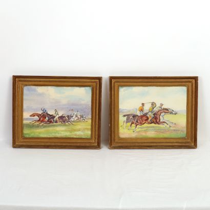 null PAIR OF AQUARELLES "HORSE RACES" by Robert ANTHEME (XXth)

Signed lower right...