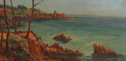 null PAINTING "SUMMER ON THE FRENCH RIVIERA, THE TRAYAS 

Oil on canvas representing...