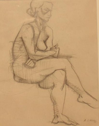 ANDRE LHOTE (1885 1962) Dessin de femme nue au crayon, signé en bas à droite. H:...