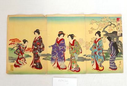 SERIES OF THREE JAPANESE PRINTS FORMING A...