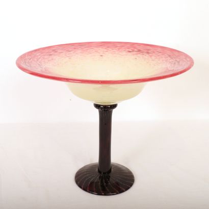 null GRANDE COUPE SUR PIED EN VERRE NUAGÉ SCHNEIDER rose, blanc et mauve

Pied soufflé,...