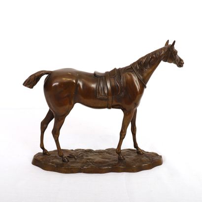  BRONZE "PUR-SANG SELLÉ" de John WILLIS GOOD (1845-1879) 
Bronze à patine brune 
Signé...