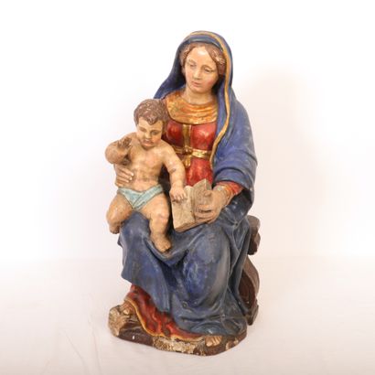 null SCULPTURE "VIRGIN WITH CHILD", French school of the 18th century 

Carved group...