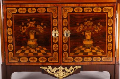 null EXCEPTIONAL LOUIS XVI SECRETARY WITH MARQUETRY IN PERSPECTIVE REPRESENTING AN...
